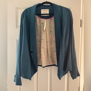 Teal Draped Open Front Jacket/Blazer NWT